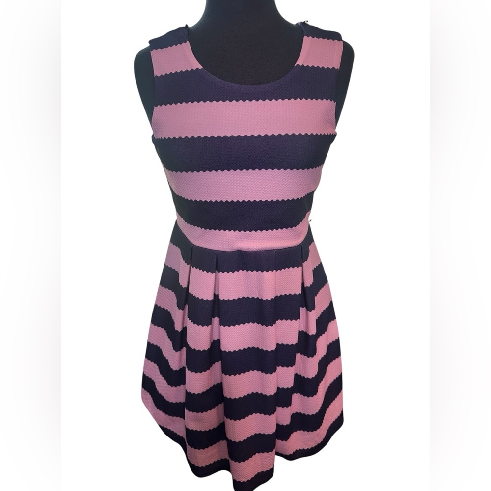 Knitworks Black and Pink Striped A-line  Dress Girls Size 16